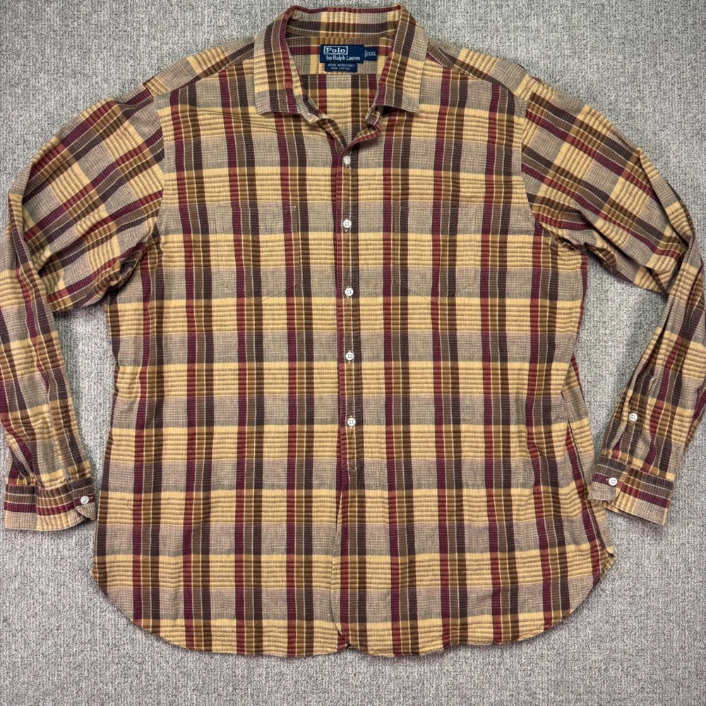 Polo Ralph Lauren‎ Moab Workshirt Men's XXL Plaid Seersucker Button Down